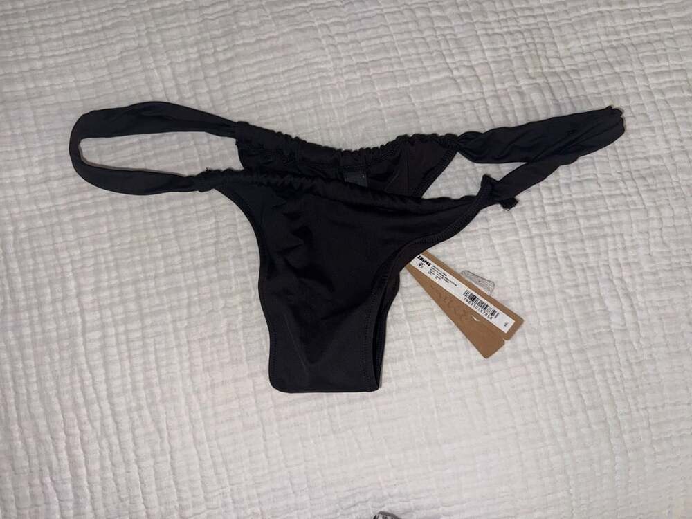 SKIMS Signature Swim Thong Bikini Bottom Onyx Black XL NWT $42